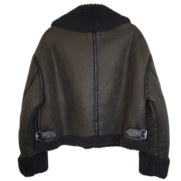 ZARA Women's Aviator-Style Double Faced Jacket Green Size Medium - Picture 4 of 8